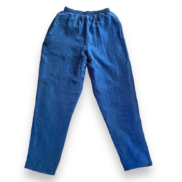 Womens Vintage 90s Beautex 100% Silk Blue Track Windbreaker Pants Size Medium - Picture 1 of 16
